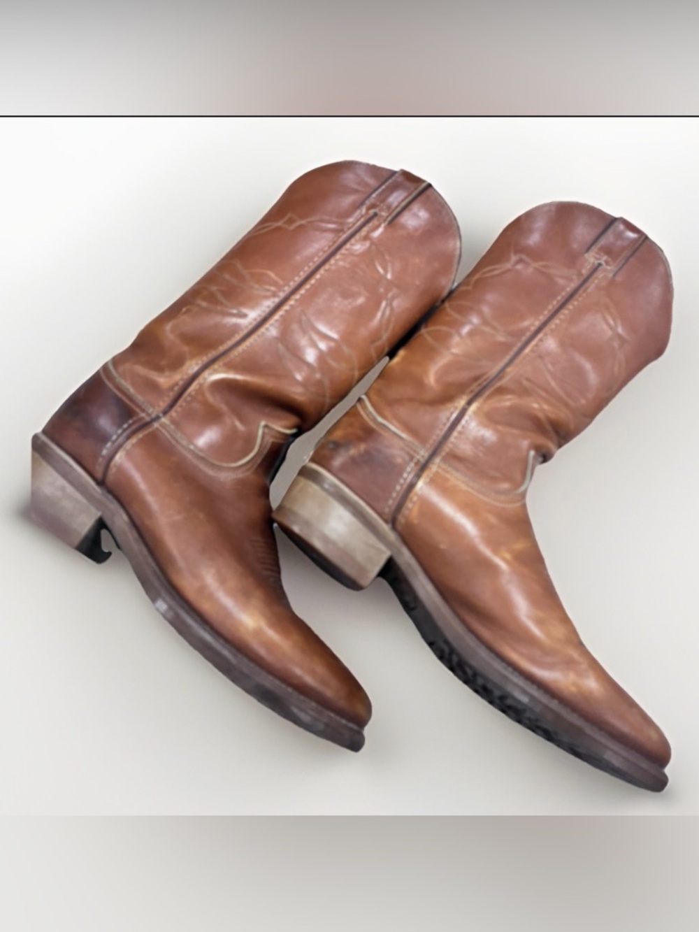 Justin Western Boots 1173  Mens 7 1/2 D Brown Leather Cowboy Rancher Rodeo USA